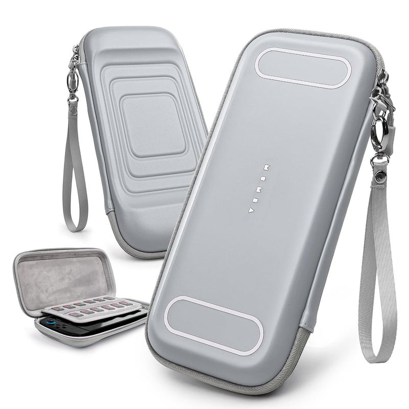 Mumba Slim Carrying Case for Nintendo Switch 2 2025, Hard Shell Protective Carry Bag with 12 Game Cart Slot, Light weight and Portable Travel Case with Dual Zipper and Wrist Strap (Gray) - Image 1